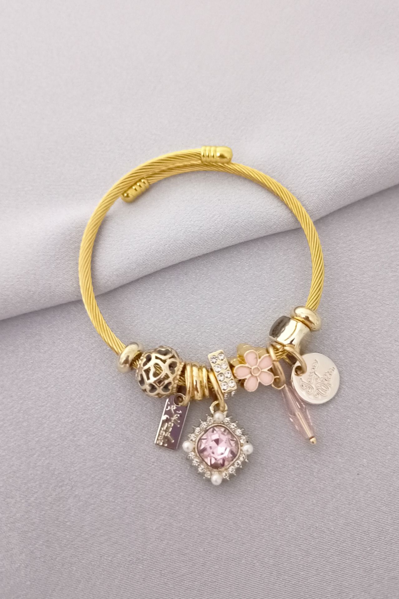 Çelik pandora bileklik gold