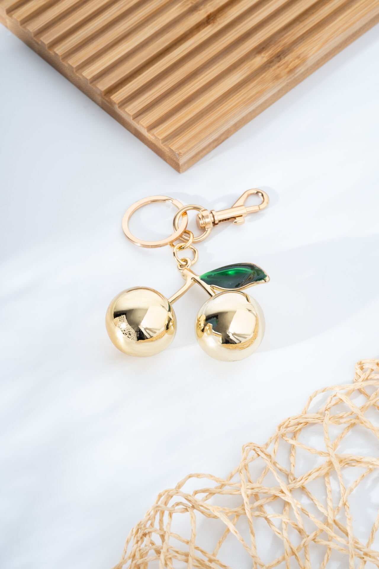 Gold Kirazlı Çanta Ve Anahtarlık Charm'ı