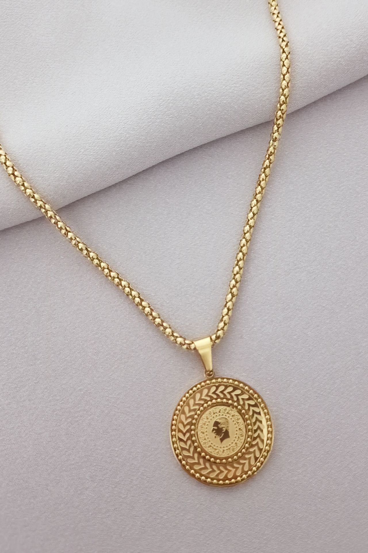 Çelik ata kolye gold 60 cm