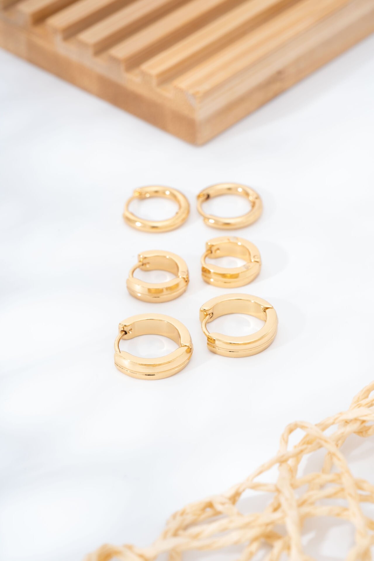 Gold Halka Küpe Seti