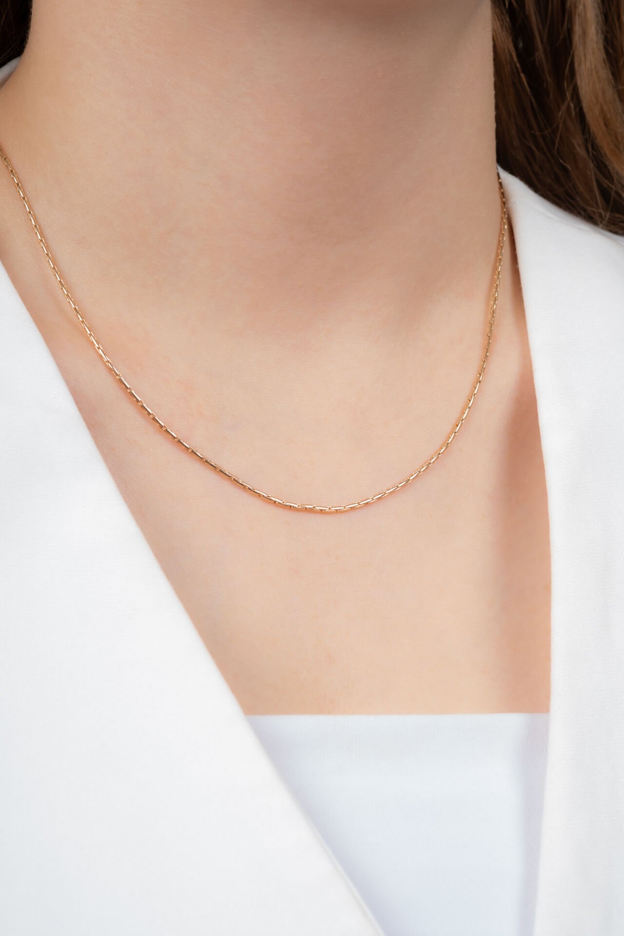 Rose Gold Düz Zincir Detaylı VİP Kolye