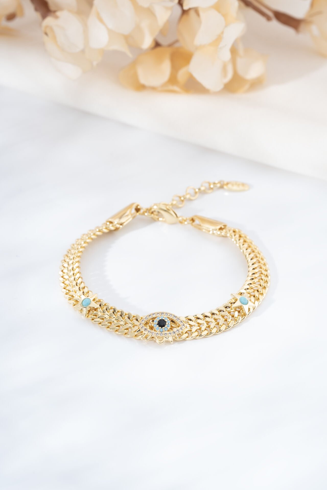 Gold Göz-Yıldız Detaylı Bileklik