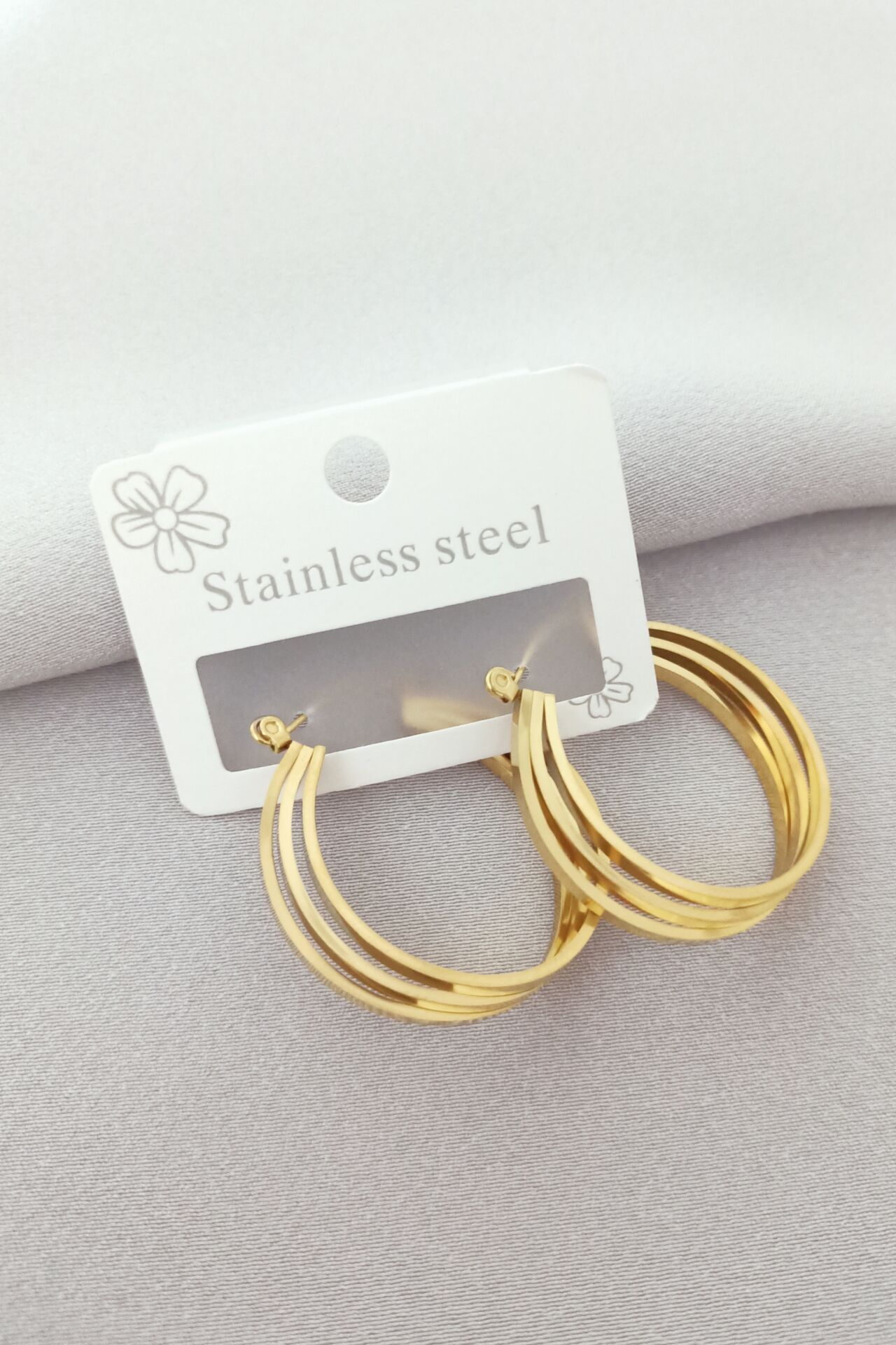 Çelik gold küpe ajda model