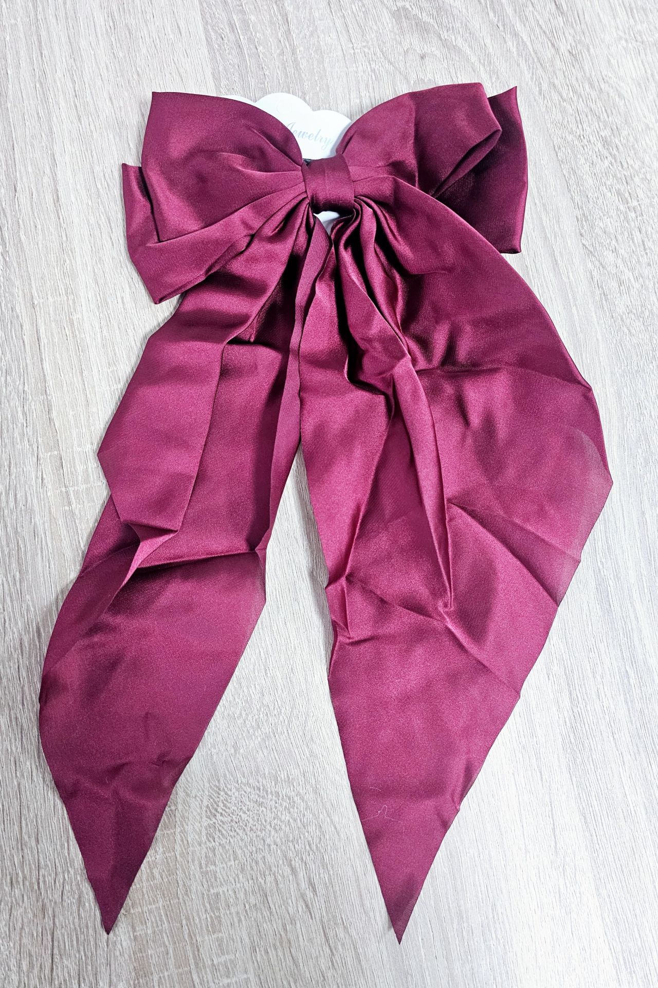 Şık Bordo Saten Fiyonk Saç Aksesuarı