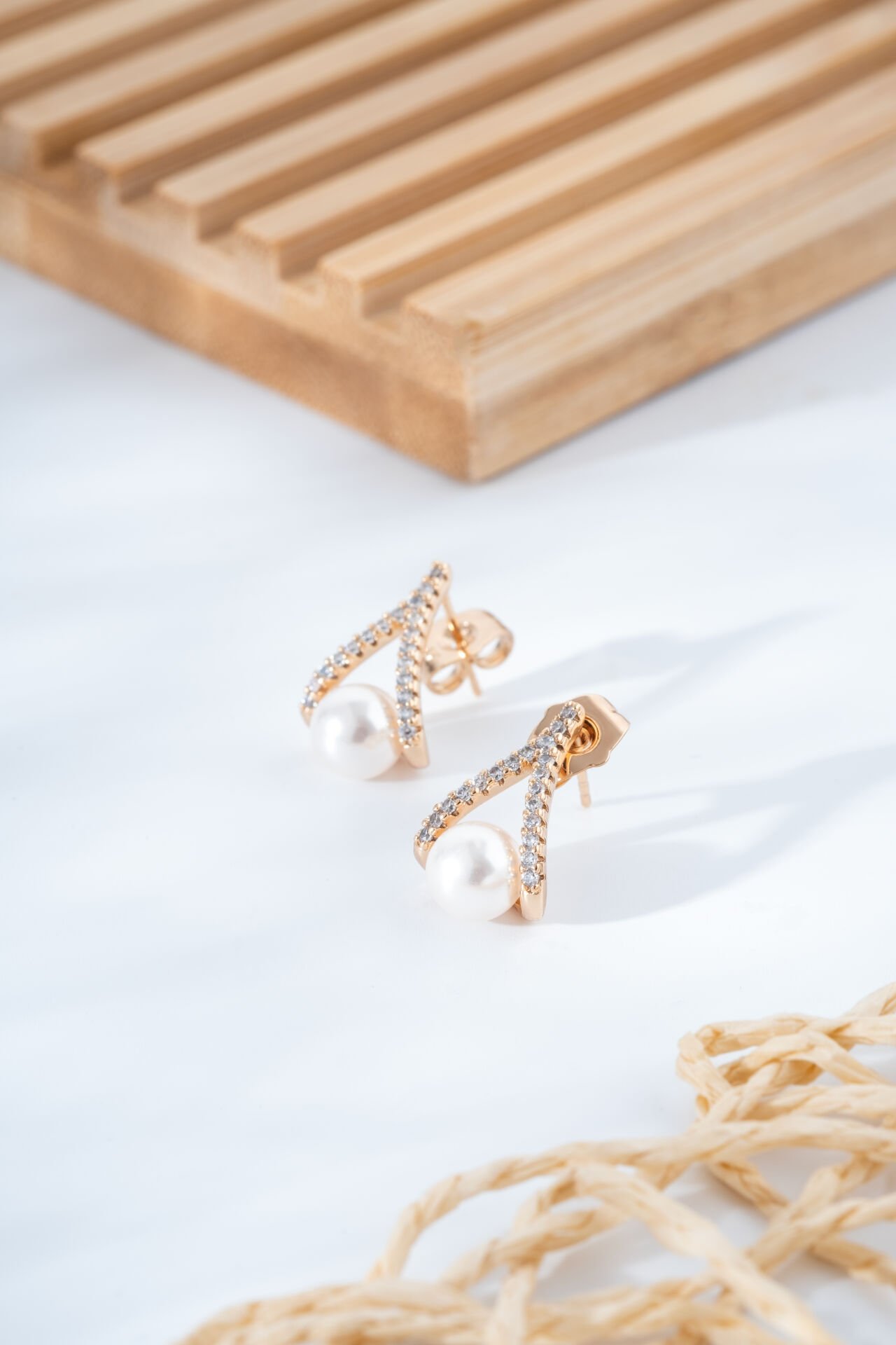 XUPİNG İnci Detaylı Taşlı Rose Renk Xuping Küpe