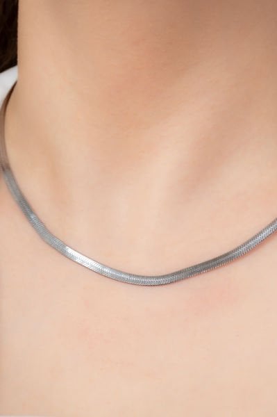Çelik silver renk kolye