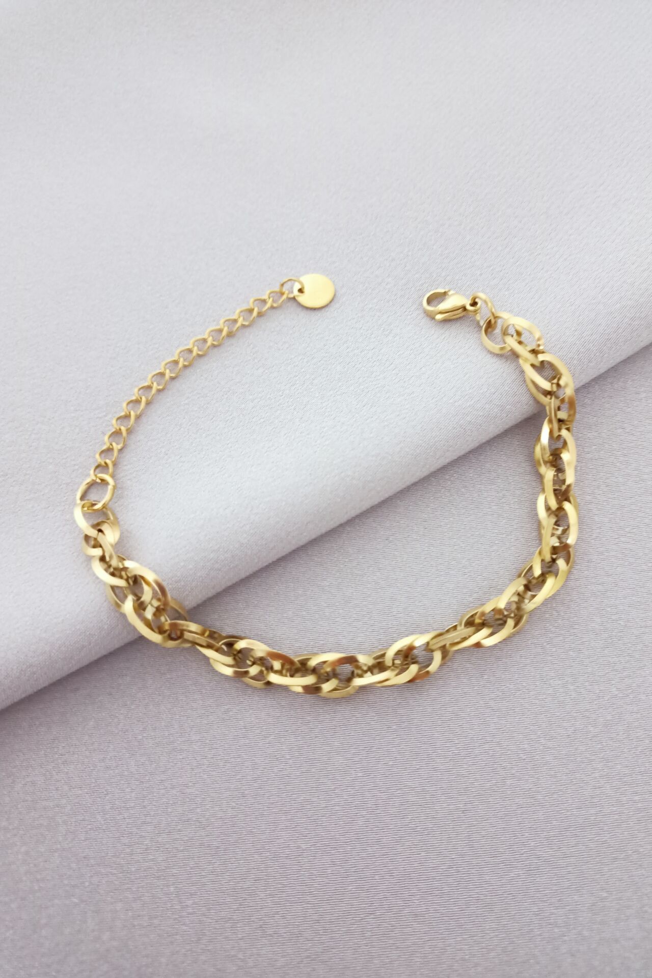 Çelik zincir bileklik gold