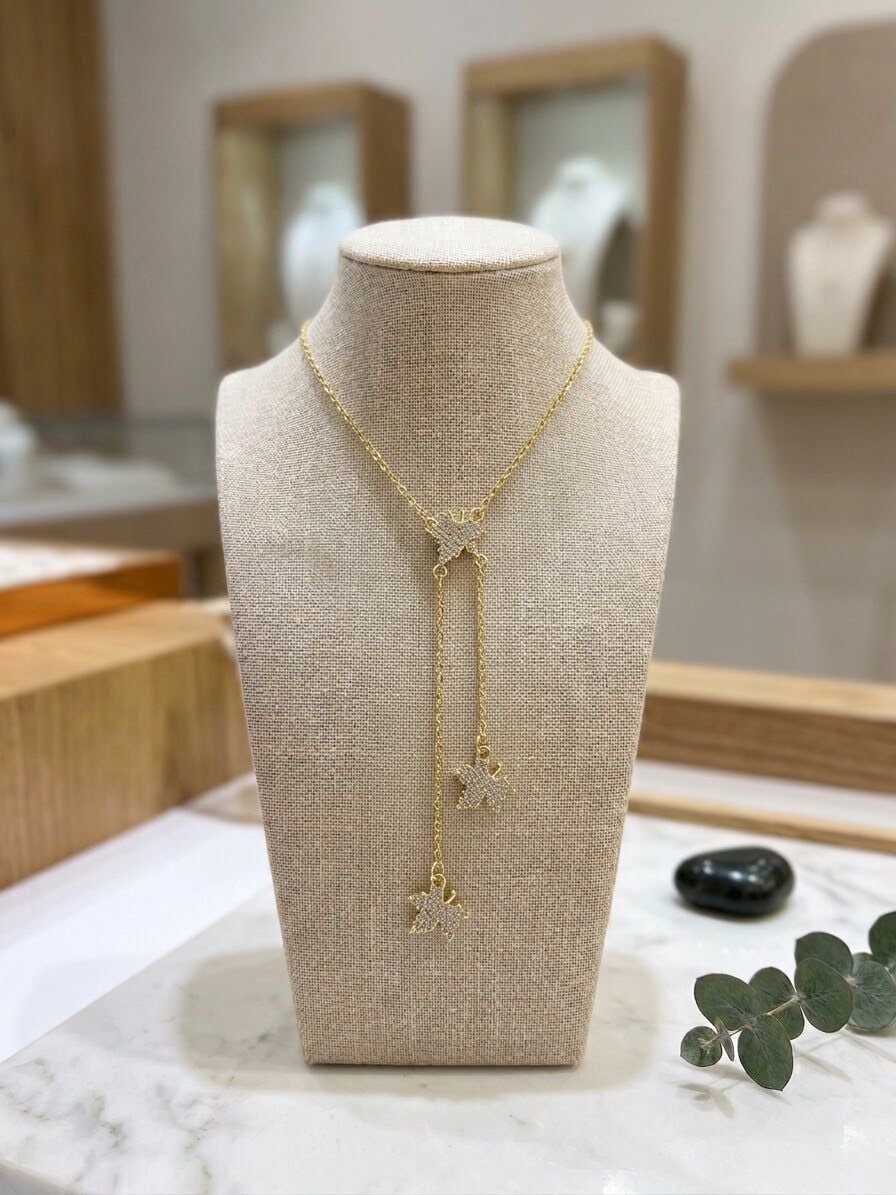 Gold yaprak model y kolye