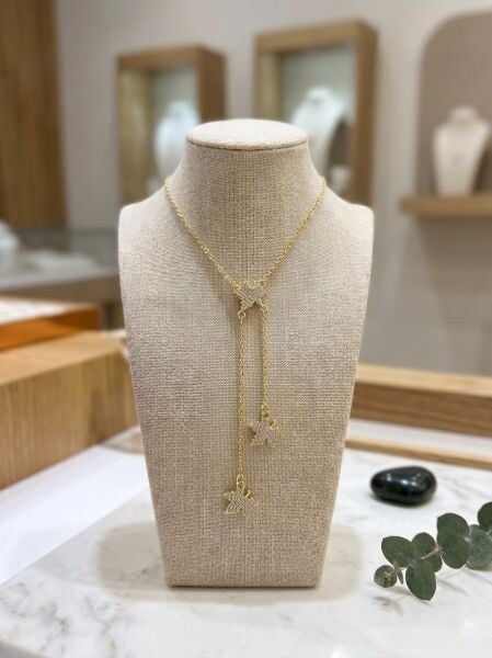 Gold yaprak model y kolye