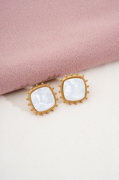 Sedef Detaylı Çelik Küpe