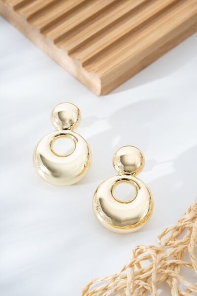 XUPİNG Modern Halkalı Altın Renk Heykelsi Xuping Küpe