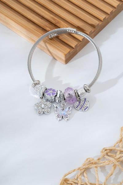 Çelik Pandora Kelebek ve Çiçek Figürlü