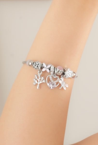 Çelik Pandora Ağaç ve Kalp Figürlü