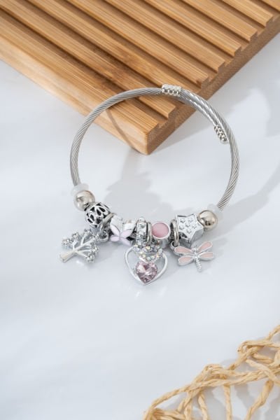 Çelik Pandora Ağaç ve Kalp Figürlü