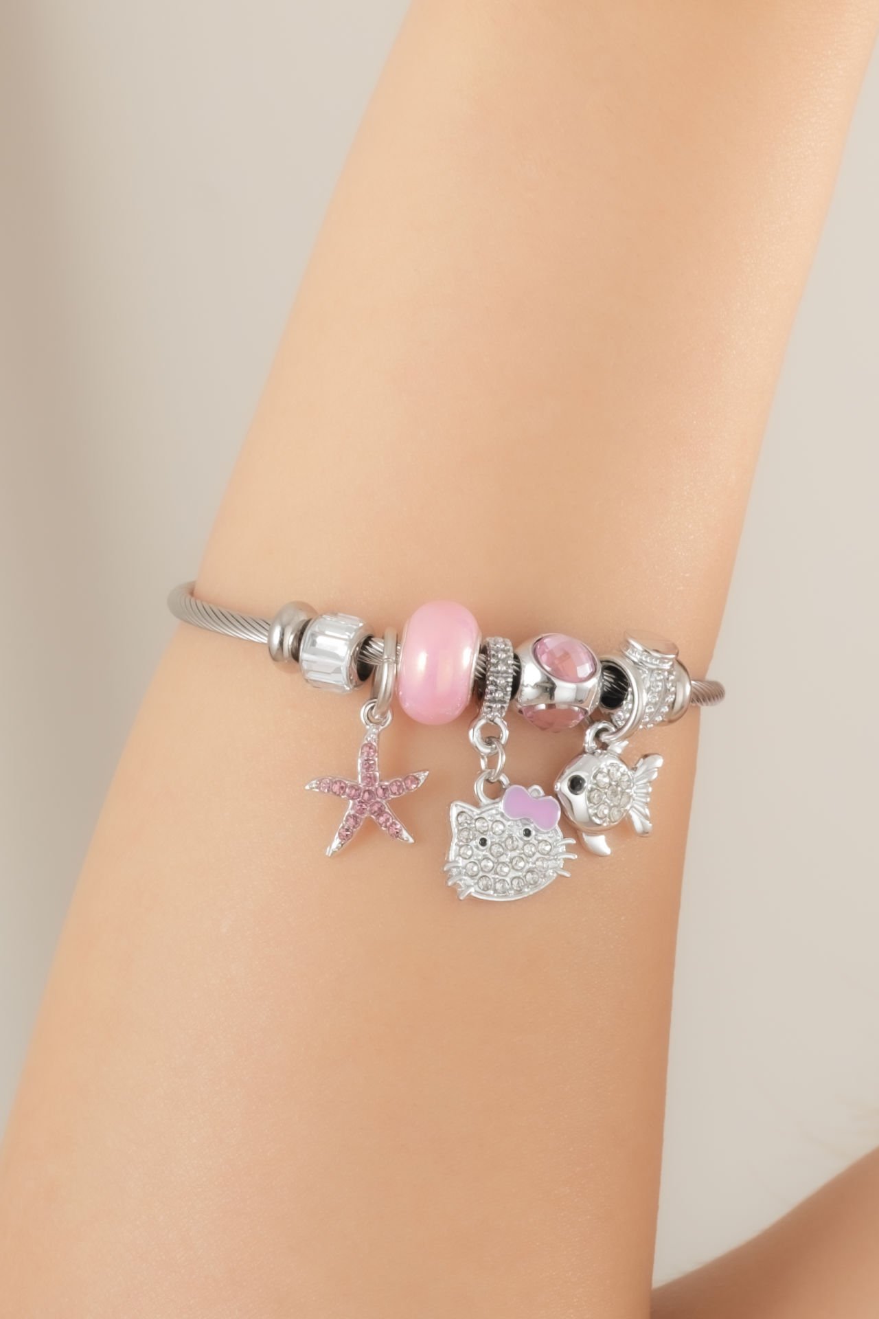 Çelik Pandora Kedi, Balık ve Deniz Yıldızı Figürlü