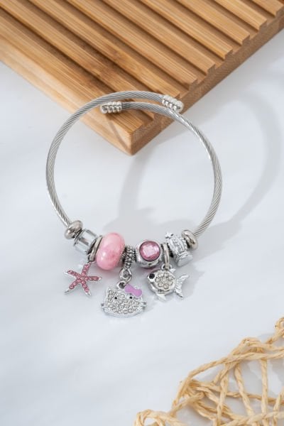 Çelik Pandora Kedi, Balık ve Deniz Yıldızı Figürlü