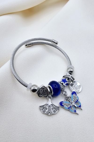 Çelik Pandora Kelebek ve Deniz Kabuğu Figürlü