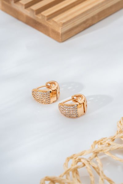 Damla taş Formlu Çelik VIP Küpe