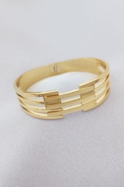 Çelik kaburga bileklik gold