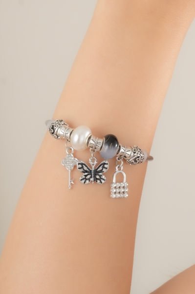 Çelik Pandora Çanta, Kelebek ve Anahtar Figürlü