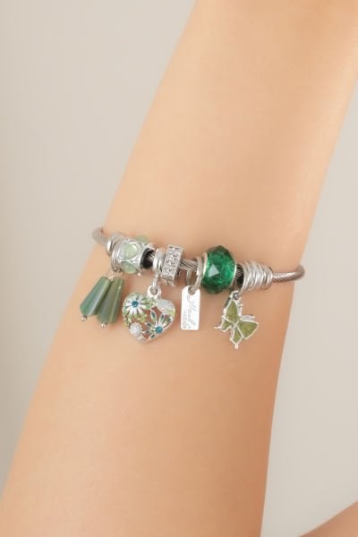 Çelik Pandora Kelebek ve Kalp Figürlü