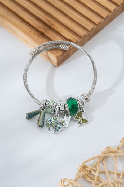 Çelik Pandora Kelebek ve Kalp Figürlü