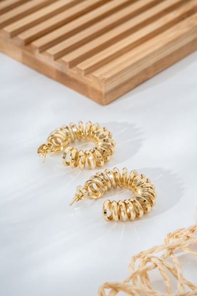 XUPİNG Spiral Halkalı Altın Renk Xuping Küpe