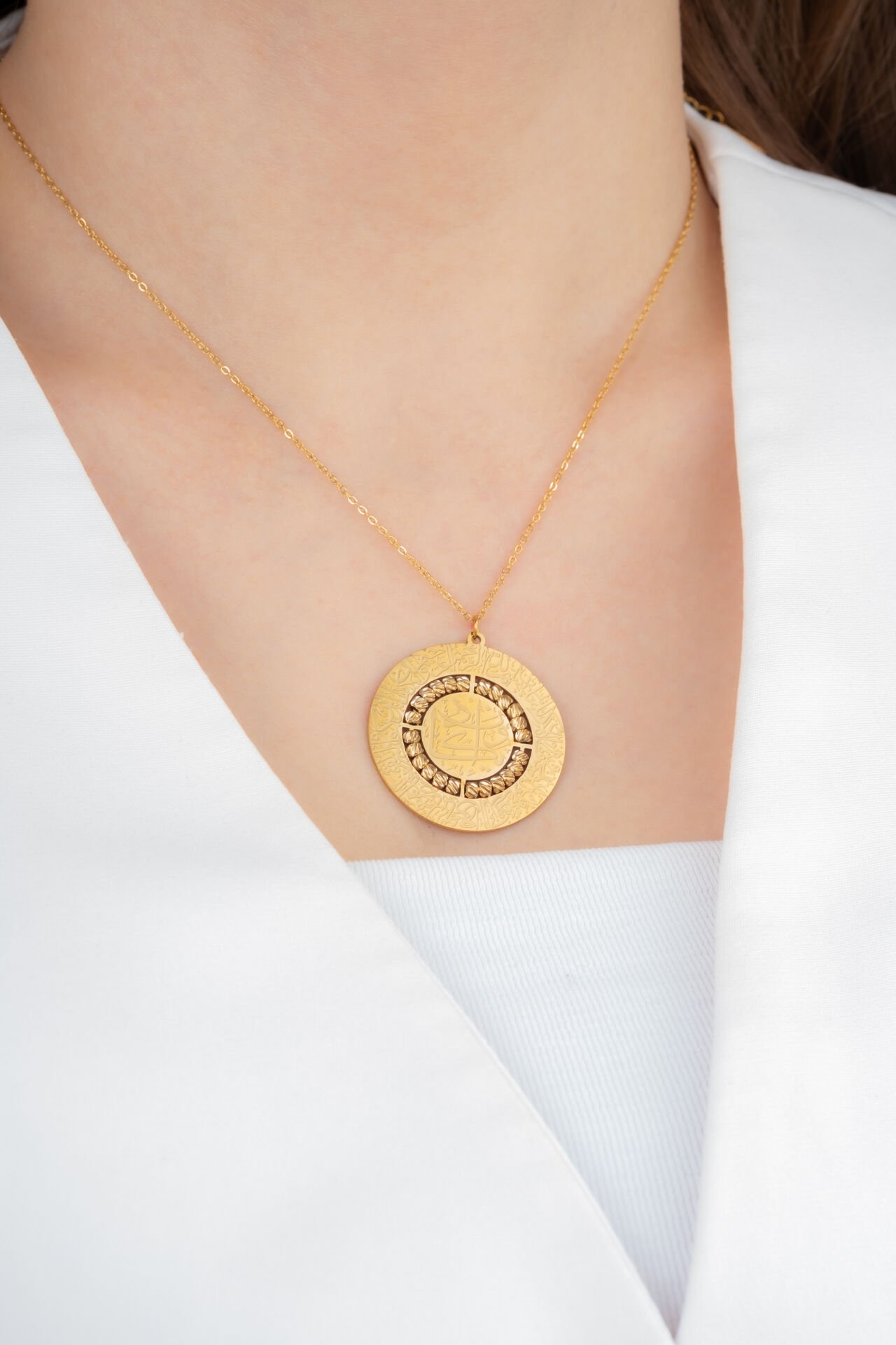 Osmanlı Motifli Dualı Yuvarlak Kolye