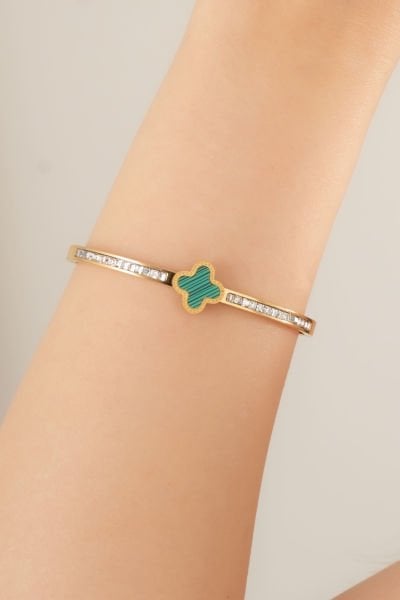 Çelik Taşlı Yonca Bileklik