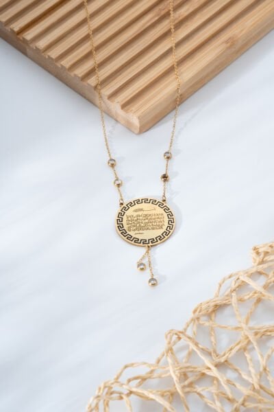 Altın Renk  Ayetli Kolye