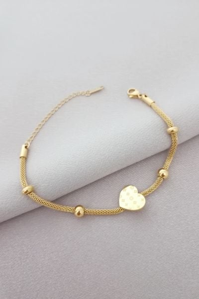 Çelik kalp bileklik gold