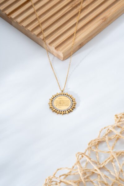 Güneş Formlu Ayetli Kolye