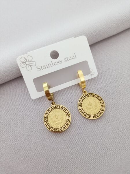 Çelik reşat küpe gold desenli