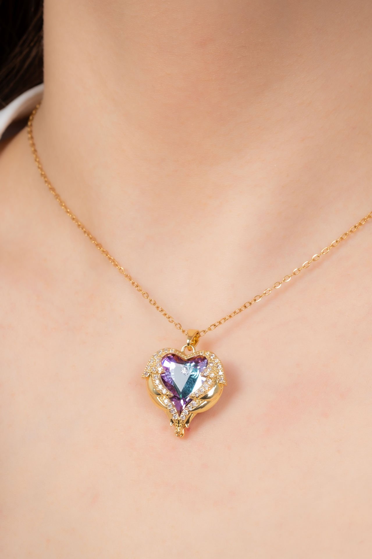 Çelik Kristal Taşlı Okyanus Kolye