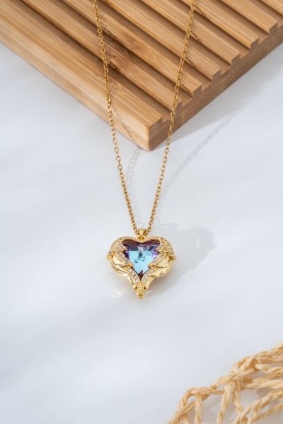 Çelik Kristal Taşlı Okyanus Kolye