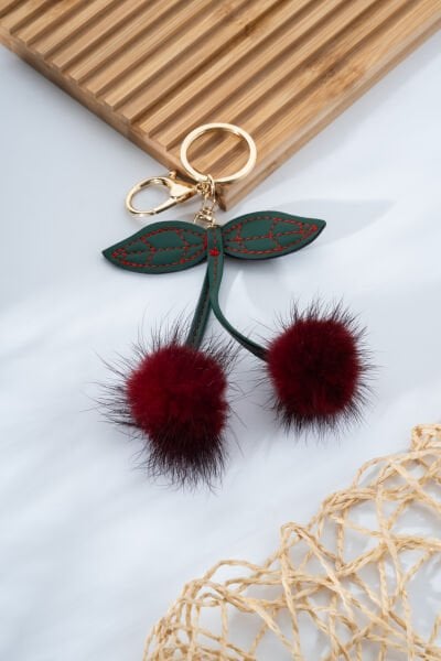Peluş Kiraz Figürlü Çanta Ve Anahtarlık Charm'ı