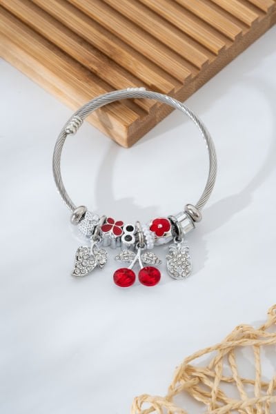 Çelik Pandora Kiraz ve Ananas Figürlü