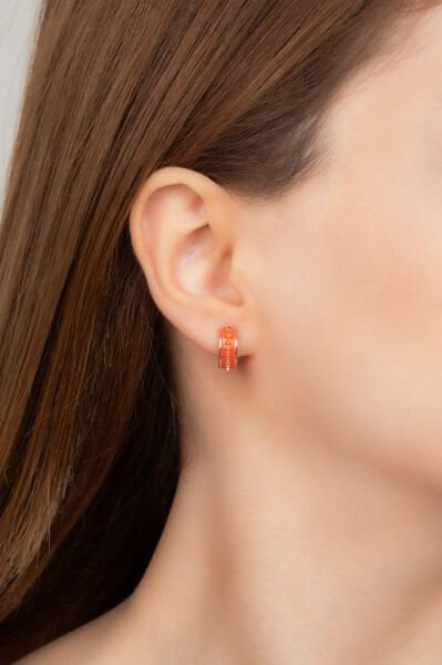 XUPİNG Turuncu Detaylı Halka XUPİNG Küpe