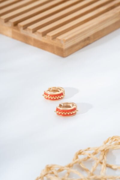 XUPİNG Turuncu Detaylı Halka XUPİNG Küpe