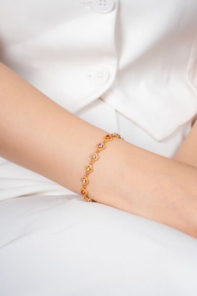 Altın Sarısı Renkli Taş Detaylı Zarif Vıp Bileklik