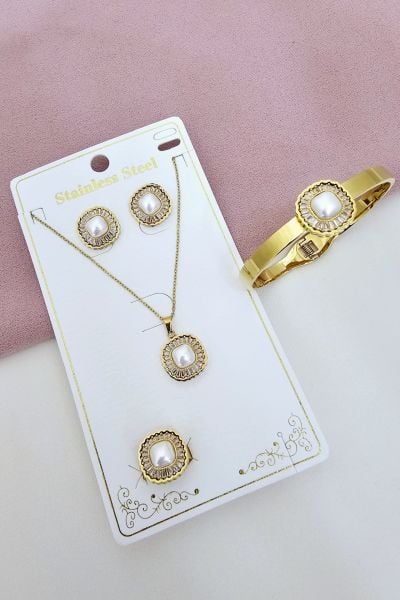 Çelik İnci Taşlı Set