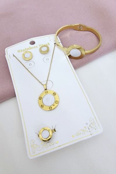 Çelik Sedef Taşlı Set