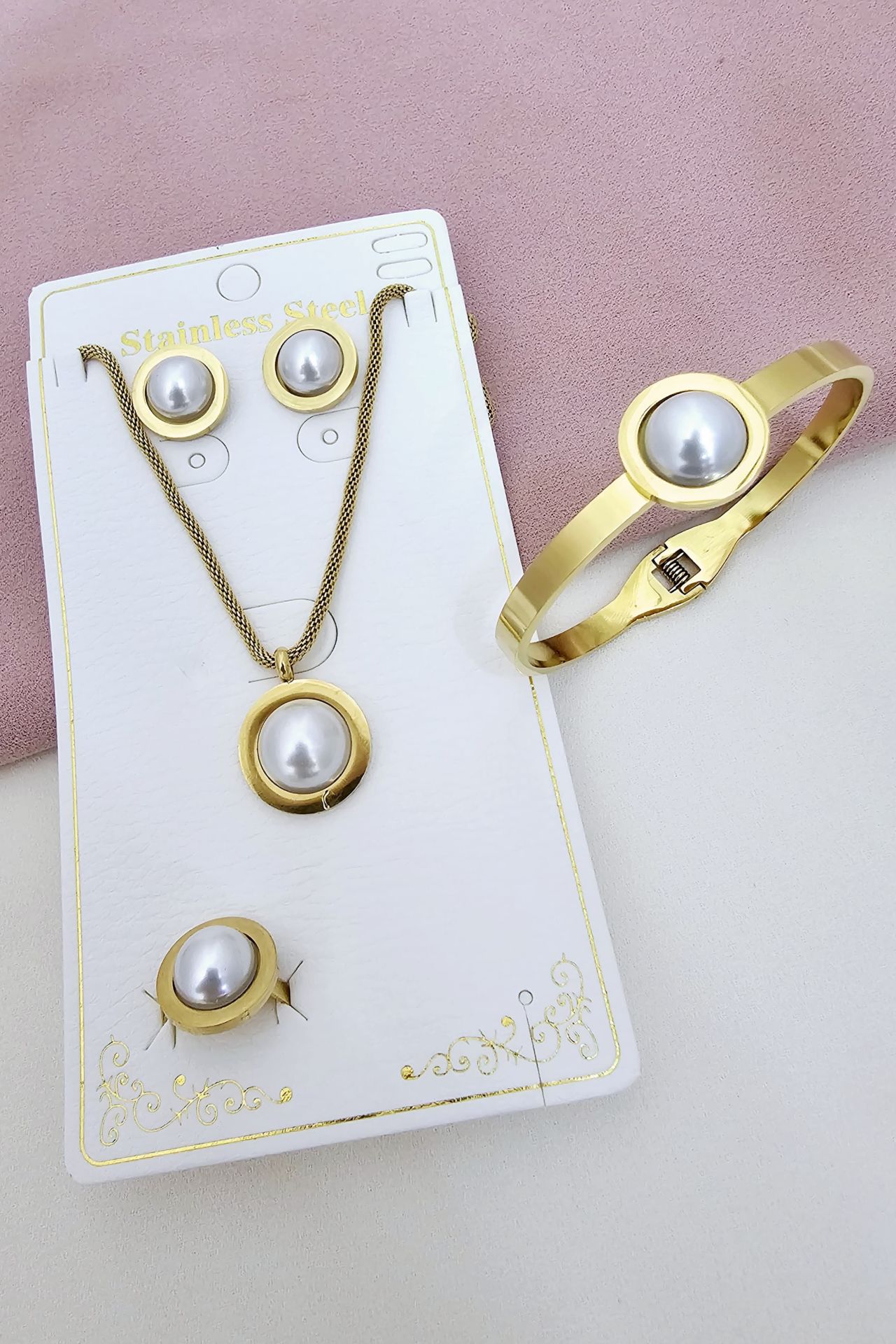 Çelik İnci Taşlı Set