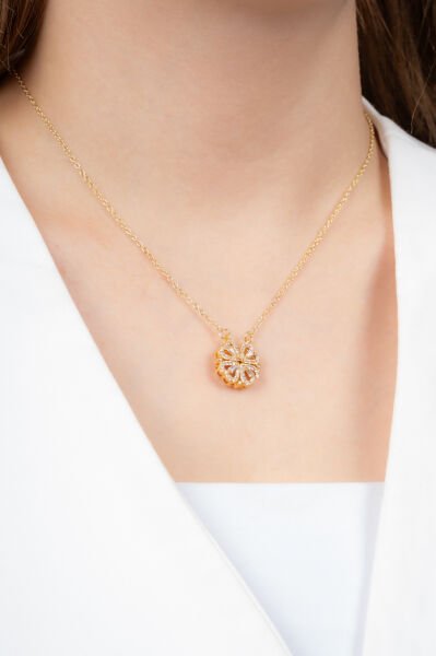 Çelik Mıknatıslı Yonca Gold Kolye