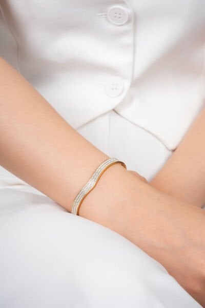 Çelik Taşlı Kalp Bileklik