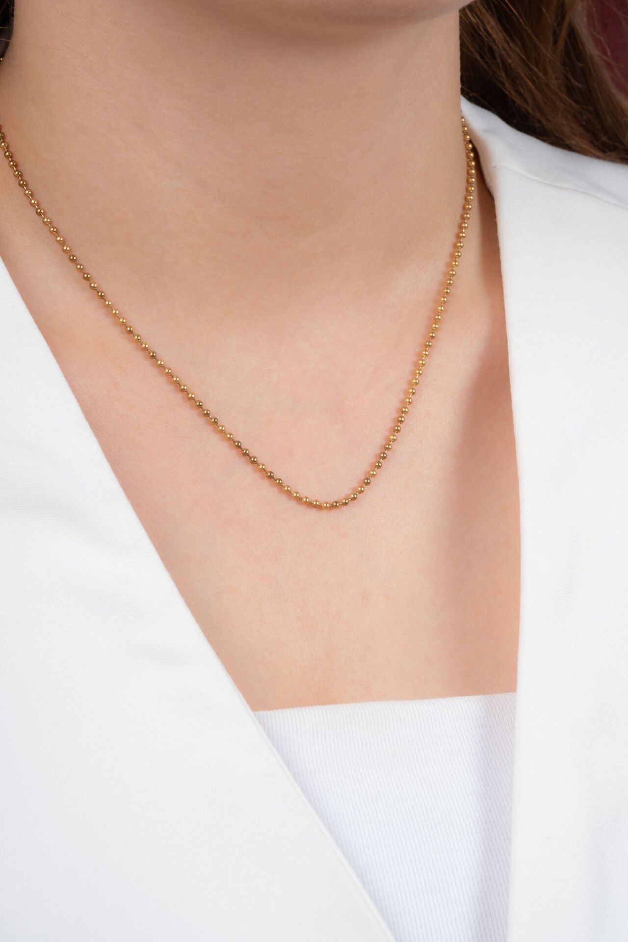 Boncuk Görünümlü Gold VİP Kolye