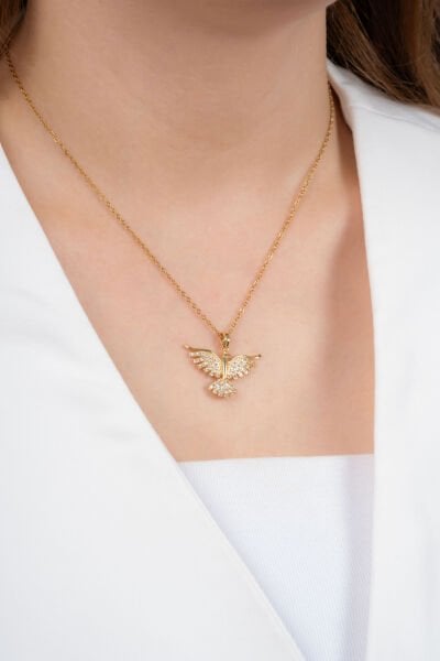 Gold Anka Kuş Figürlü Kolye