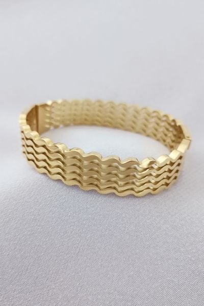 Çelik zikzak bileklik gold