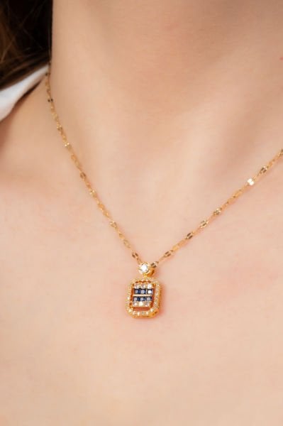 Çelik Baget Taşlı Kolye