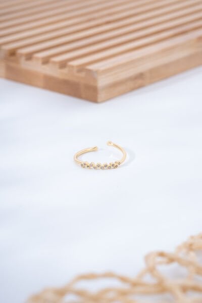 İnce Sıralı Taş Detaylı Yüzük